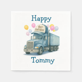 Personalisierte 1. Geburtstag-Sirtour-LKW Serviett Serviette