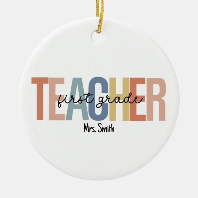 Personalisierte 1. Klasse Lehrer Weihnachten Keramik Ornament (Vorne)