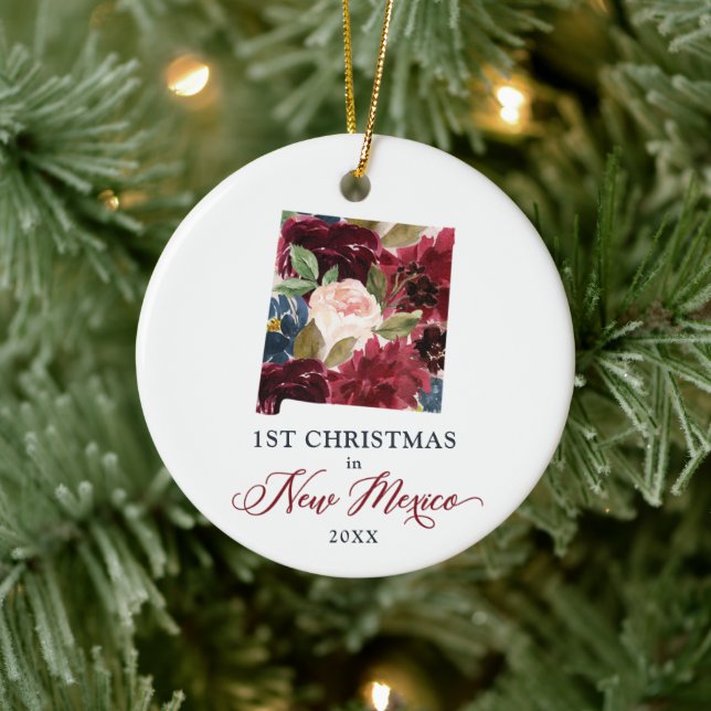 Personalisierte 1. Weihnachten in New Mexico NM St Keramik Ornament (Baum)