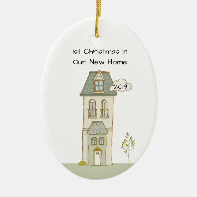 Personalisierte 1. Weihnachten in New Zuhause Keramik Ornament (Vorne)