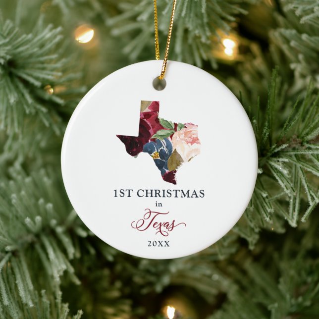 Personalisierte 1. Weihnachtsfeier in Texas Staat Keramik Ornament (Baum)