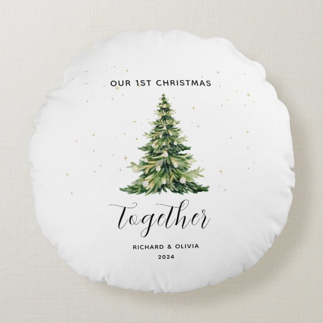 Personalisierte 1. Weihnachtsfeier Rundes Kissen (Vorderseite)