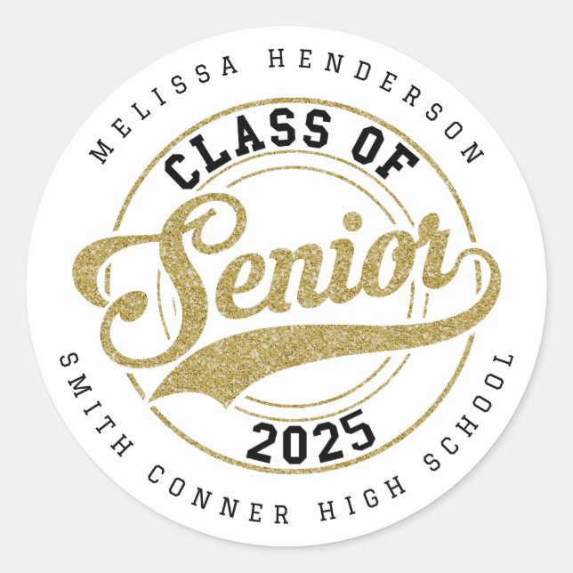 Personalisierte 2025 Abschluss Round Stickers (Vorderseite)