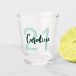 Personalisierte 21. Geburtstag Aquamarine grüne Sc Schnapsglas