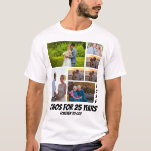 Personalisierte 25 Jahre Jubiläum 7 Foto Collage T-Shirt
