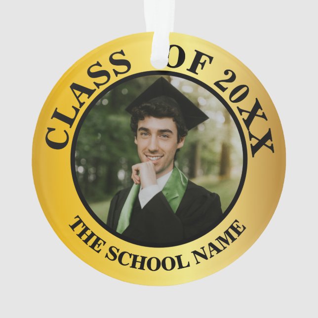 Personalisierte 2-Foto-Abschluss-Klasse 2025 Ornament (Rückseite)