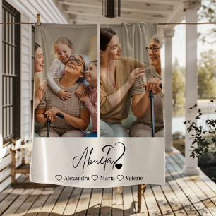 Personalisierte 2-Foto-Abuela-Linienkunst im minim Fleecedecke