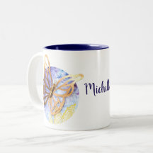 Personalisierte 2-Töne-Tasse mit Schmetterling