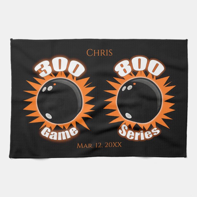 Personalisierte 300 Game & 800 Series Bowling Kitc Geschirrtuch (Horizontal)