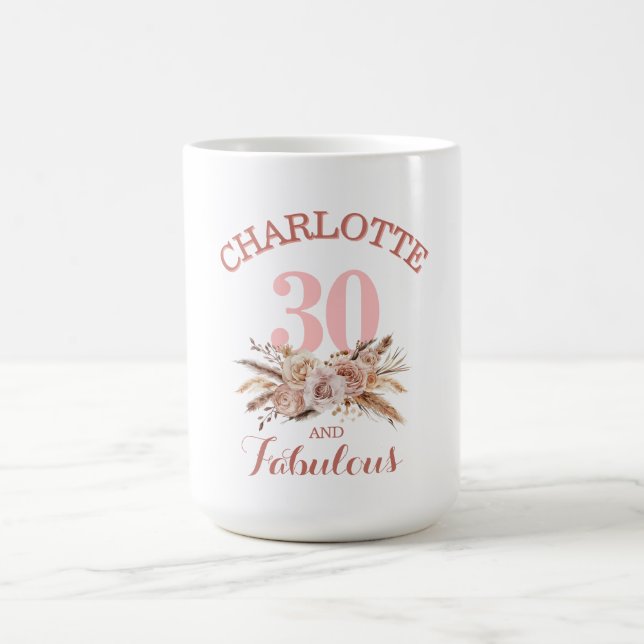 Personalisierte, 30 und fabelhafte Blume Kaffeetasse (Mittel)