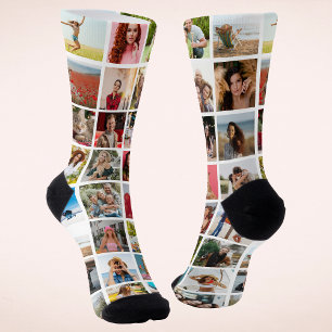 Personalisierte 32-Foto-Collage als individuelles Socken