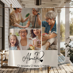 Personalisierte 3-Foto-Abuela-Minimalist-Linienkun Fleecedecke