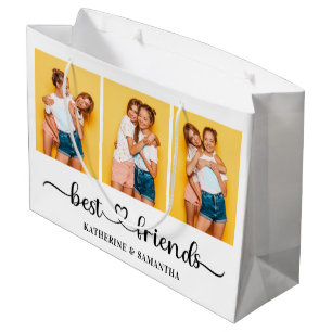Personalisierte 3-Foto-Collage Beste Freundinnen f Große Geschenktüte