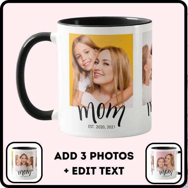 Personalisierte 3-Foto-Mutter-Kinder-Datum-Est-Wei Tasse (Von Creator hochgeladen)