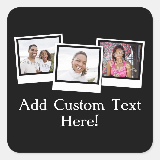 Personalisierte 3-Foto-Snapshot-Frames mit benutze Quadratischer Aufkleber (Vorderseite)