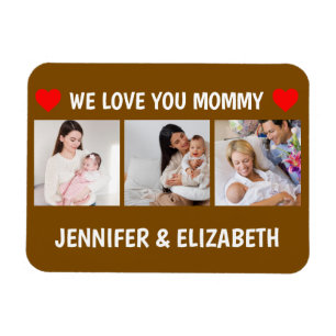 Personalisierte 3-Foto-We-Love-You-Mommy-Navy Magnet