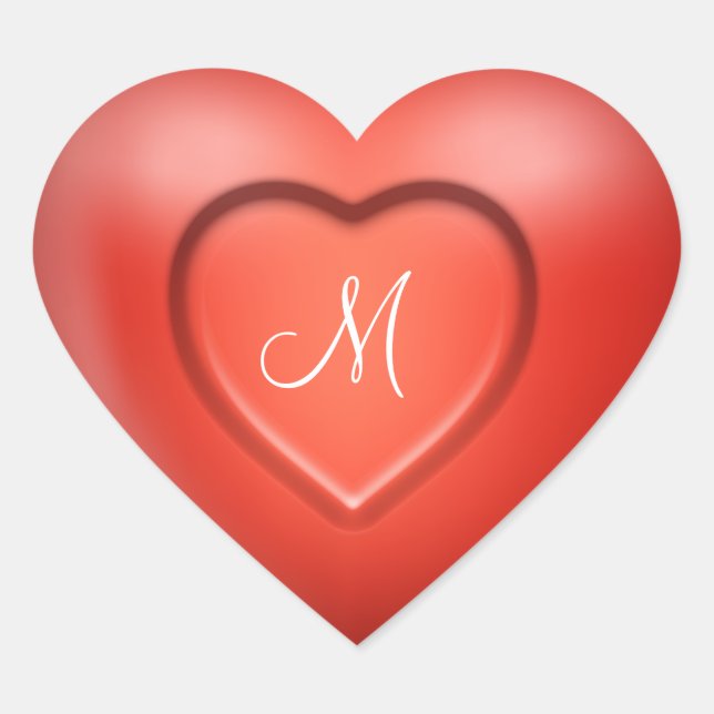 Personalisierte 3D-Monogramm Herz-Aufkleber (Vorderseite)