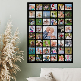 Personalisierte 45 FotoCollage mit Captions Black Poster