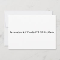 Personalisierte 4,5″W und 6,25″L Geschenkkarte