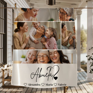 Personalisierte 4-Foto-Abuela-Linienkunst im minim Fleecedecke