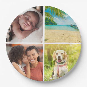 Personalisierte 4-Foto-Collage individuell Pappteller