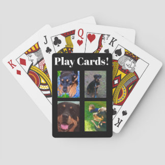 Personalisierte 4-Fotos & Text Glückshund-Poker-Ka Spielkarten
