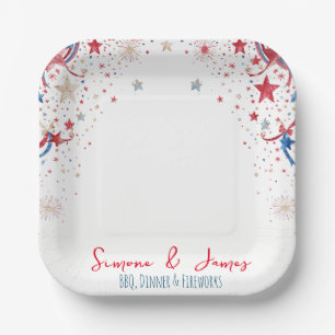 Personalisierte 4. Juli Feuerwerk Party Dekoration Pappteller