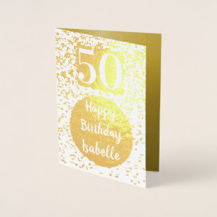 Personalisierte 50. Geburtstags-Goldkarte Folienkarte