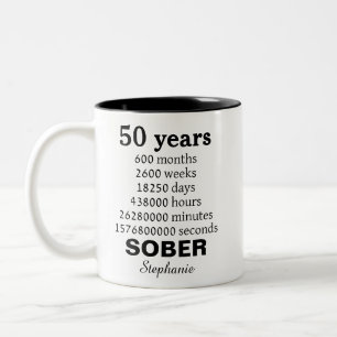 Personalisierte 50 Jahre Nüchternheits-Feier zur G Zweifarbige Tasse