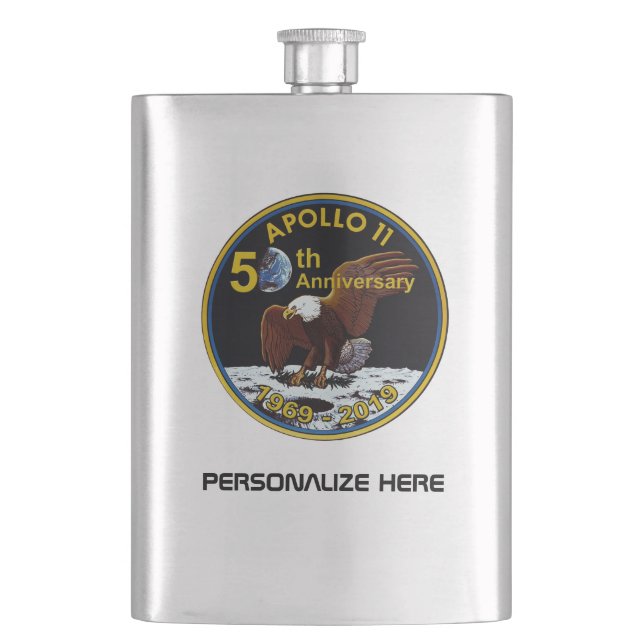 Personalisierte 50. Jahrestag Apollo 11 Flachmann (Vorderseite)