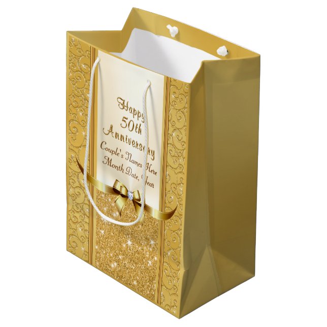 Personalisierte 50. mittlere geschenktüte (Vorderseite Schrägansicht)