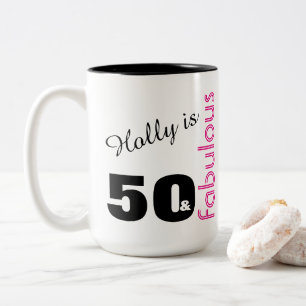 Personalisierte 50 u. fabelhaftes Themed Zweifarbige Tasse