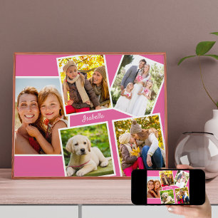 Personalisierte 5-Foto-Collage Pink Poster