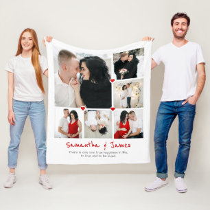 Personalisierte 6-Foto-Decke mit Namen & Zitat Fleecedecke