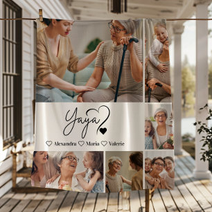 Personalisierte 6-Foto-Yaya-Minimalist-Line-Art Fleecedecke