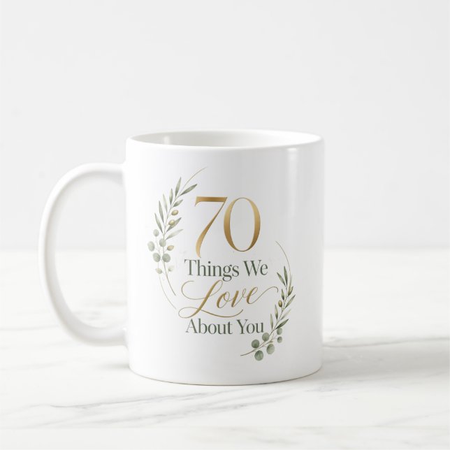 Personalisierte 70 Dinge, die wir an dir lieben Kaffeetasse (Links)