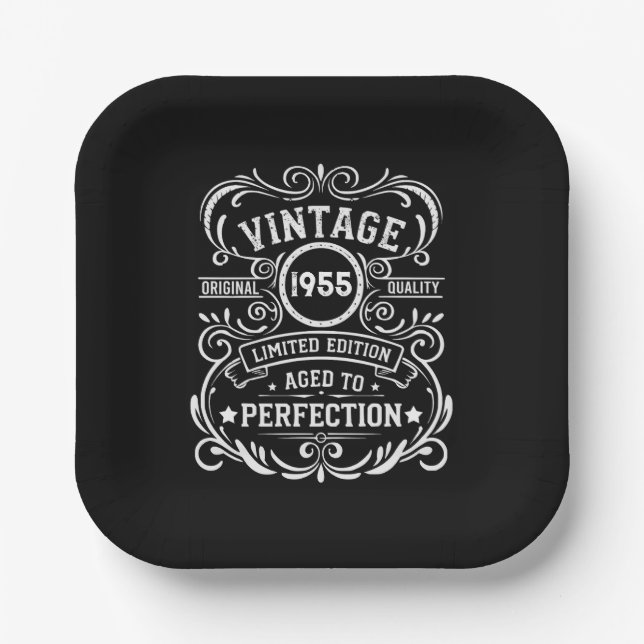 Personalisierte 70 Vintage Geburtstagsparty Pappteller (Vorderseite)