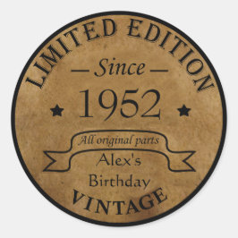Personalisierte 70 Vintage Geburtstagsparty Runder Aufkleber
