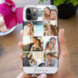 Personalisierte 7-Foto-Collage Grauer Marmor Case-Mate iPhone Hülle