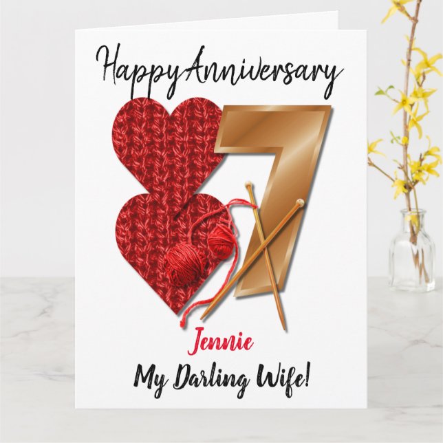 Personalisierte 7-jährige Hochzeiten-Jubiläumskart Karte (Gelbe Blume)