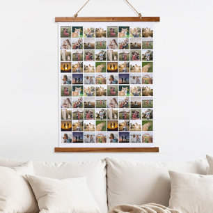 Personalisierte 80-FotoCollage Wandteppich Mit Holzrahmen