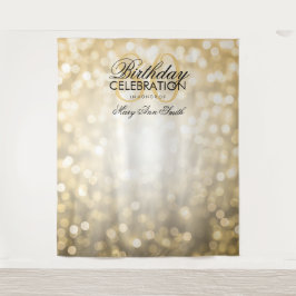Personalisierte 80. Geburtstagsgrauer Gold Lights Wandteppich