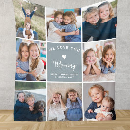 Personalisierte 8-Foto-Collage für Mommy Blue Fleecedecke