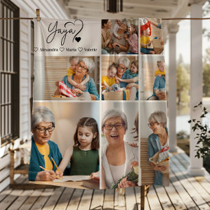 Personalisierte 8 Foto Yaya Minimalistische Linien Fleecedecke