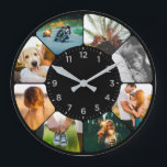 Personalisierte 8 gerundete Foto Große Uhr<br><div class="desc">Schwarze Wanduhr mit abwechslungsreichen abgerundeten Fotos. Ideal für Ihre Küche oder als Familiengeschenk.</div>
