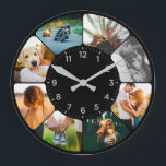 Personalisierte 8 gerundete Foto Große Uhr<br><div class="desc">Schwarze Wanduhr mit abwechslungsreichen abgerundeten Fotos. Ideal für Ihre Küche oder als Familiengeschenk.</div>