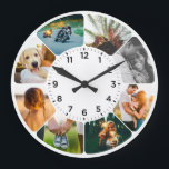 Personalisierte 8 gerundete Foto Große Uhr<br><div class="desc">Weiße Wanduhr mit abwechslungsreichen abgerundeten Fotos. Ideal für Ihre Küche oder als Familiengeschenk.</div>