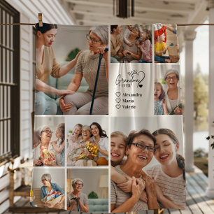 Personalisierte 9-Foto-Beste-Oma-aller-Zeiten-Mini Fleecedecke