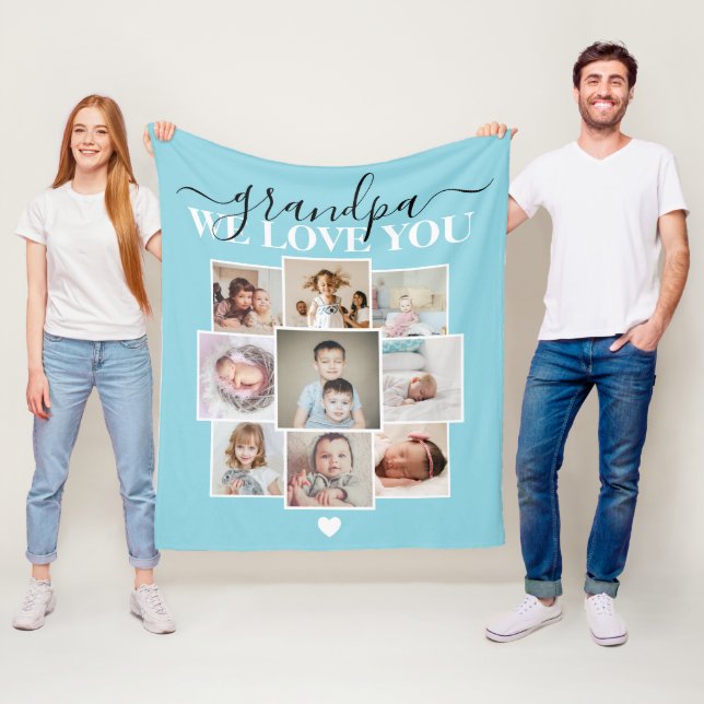Personalisierte 9 Foto- und Textfoto-Collage Fleecedecke (Beispiel)
