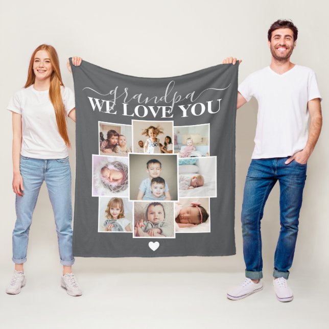 Personalisierte 9 Foto- und Textfoto-Collage Fleecedecke (Beispiel)